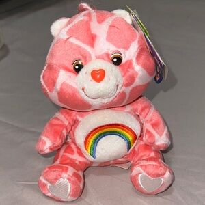 2004 Care Bears Pink and White Plush with Rainbow